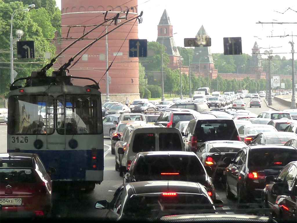 Traffic bumper to bumper in Moscow.