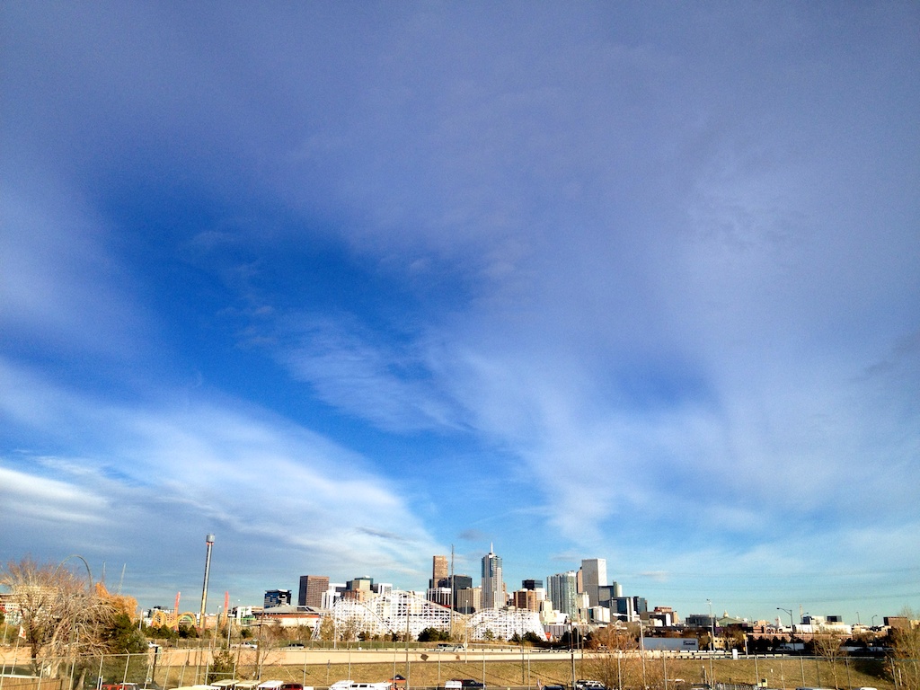 Denver skyline and blue sky views
