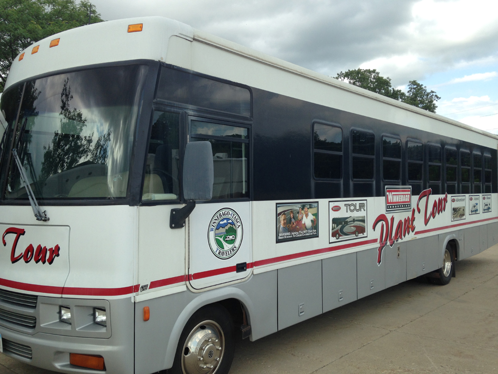 Winnebago Plant tour bus.