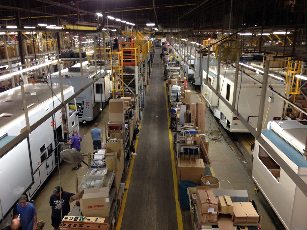 Production lines in the Forest City, Iowa Winnebago plant.