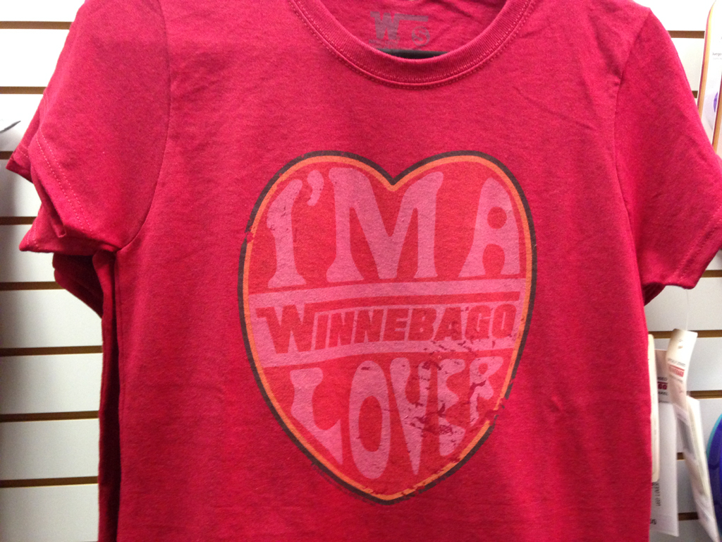 Winnebago red shirt that reads, "I'm a Winnebago lover."