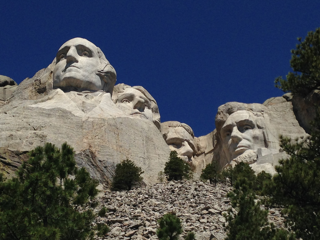 Close up of the faces of Mt. Rushmore.