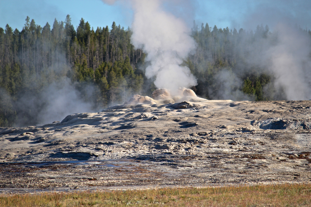 Old Faithful geyser prior to eruption.