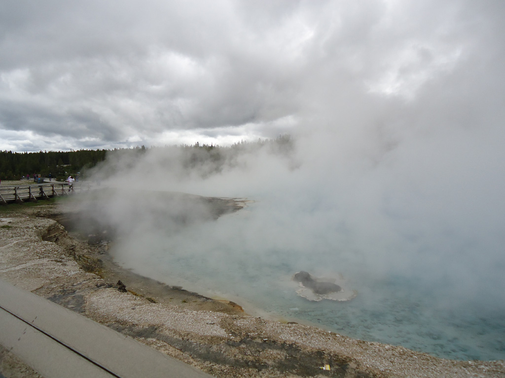 Steam coming off a hot spring in Yellowstone National Park.