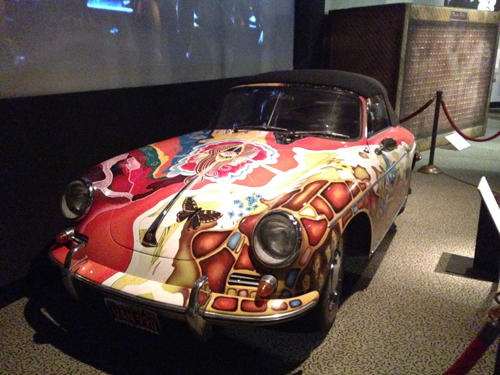 Janis Joplin's brightly painted Porsche on display at Cleveland's Rock and Roll Hall of Fame.
