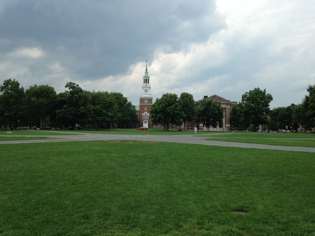 Dartmouth Green with Baker-Berry Library ahead.