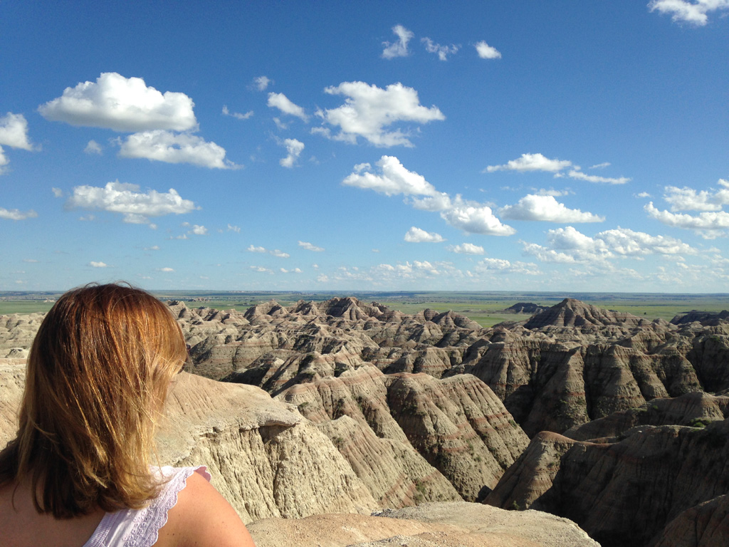 Woman looking out over the Badlands.