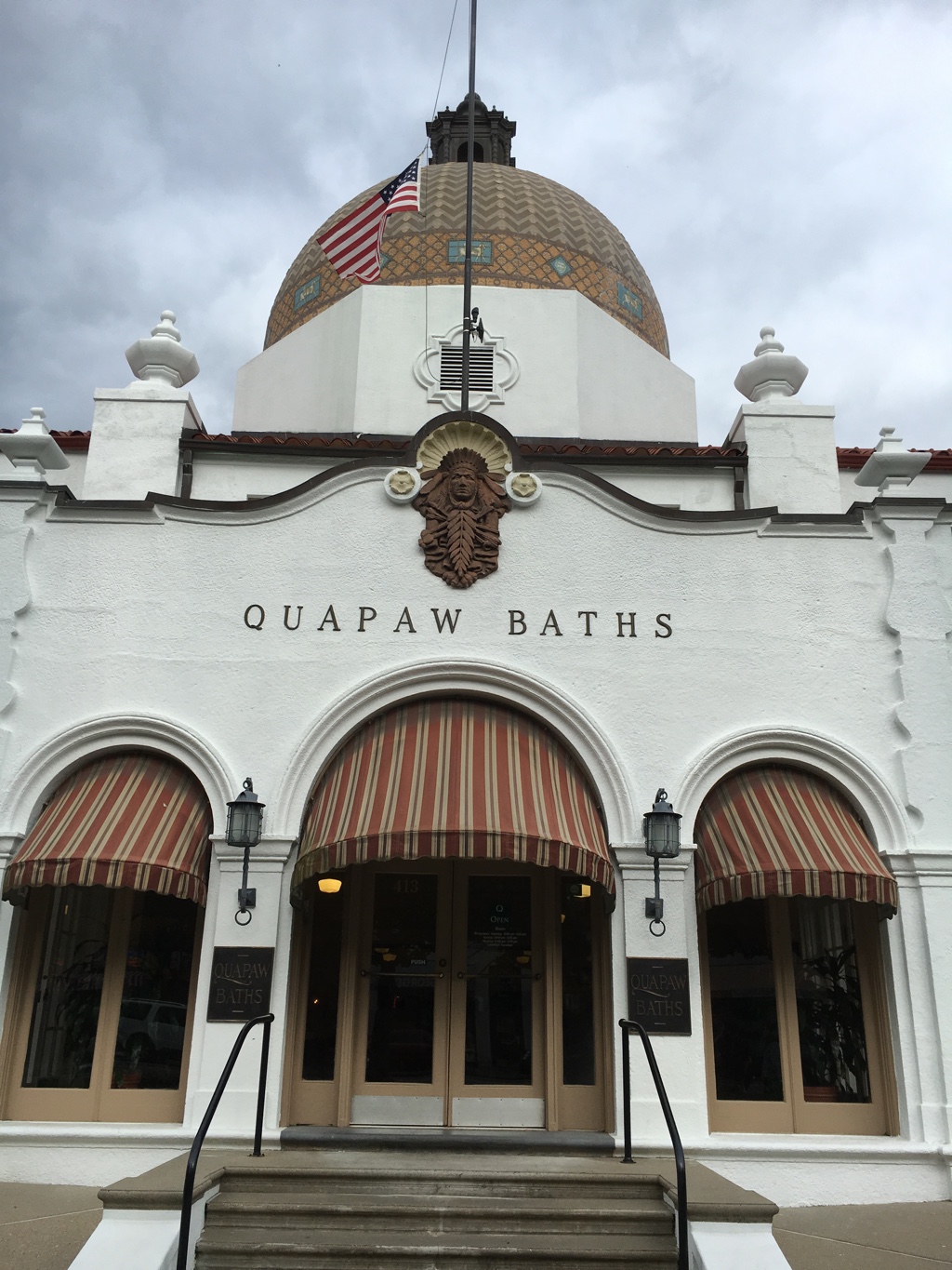 Exterior of Quapaw Baths building.
