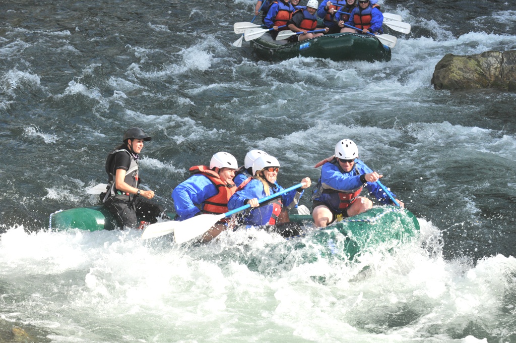 Rafters passing over a large rapid.