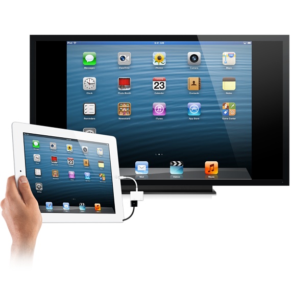 Ipad connected to larger TV screen.