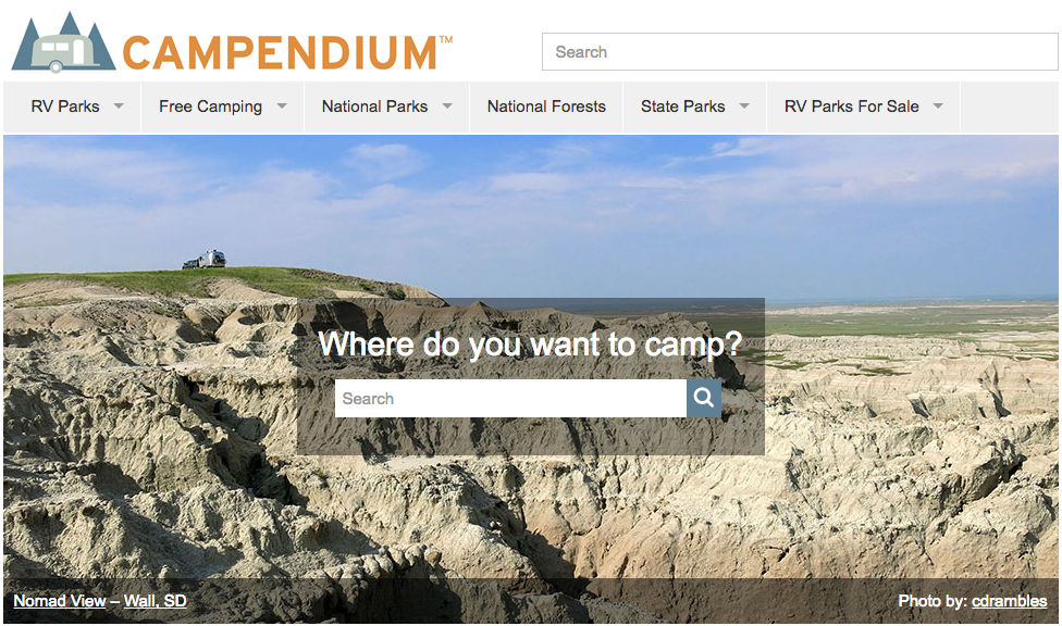 Home page of Campendium.