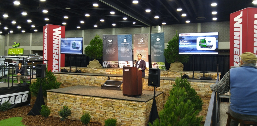 President and CEO, Michael Happe, speaks at the RVIA trade show in Louisville, Kentucky