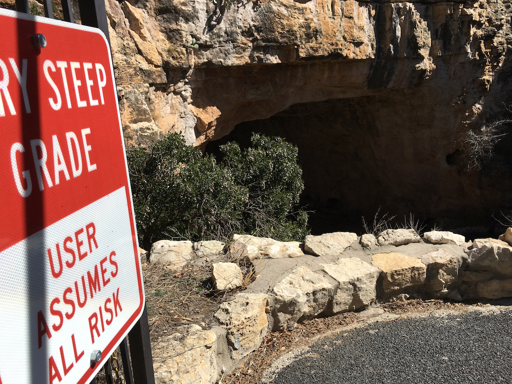 Steep descent down to the entrance of Carlsbad Caverns.