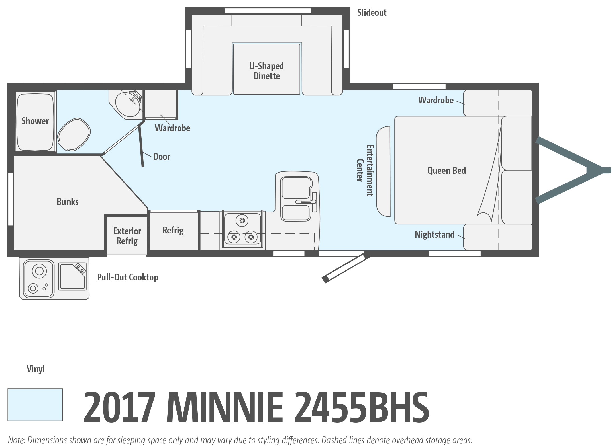 2017 Winnebago Minnie 2455BHS floorplan.