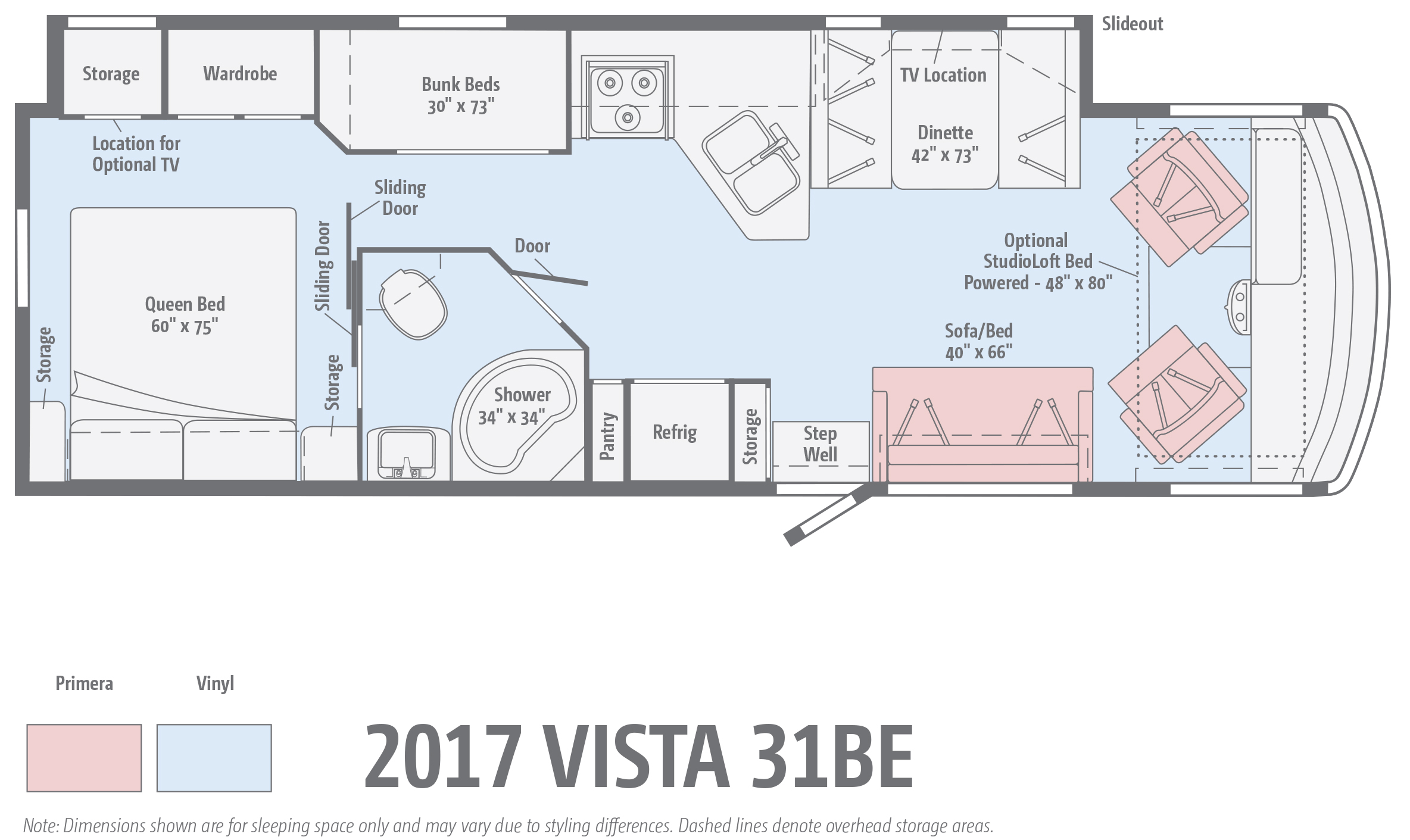 2017 Winnebago Vista 31BE floorplan.
