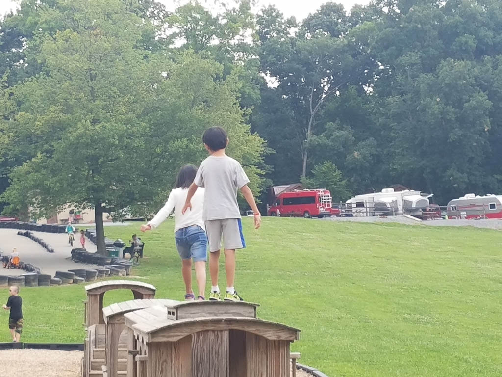 Kids playing at the campground park