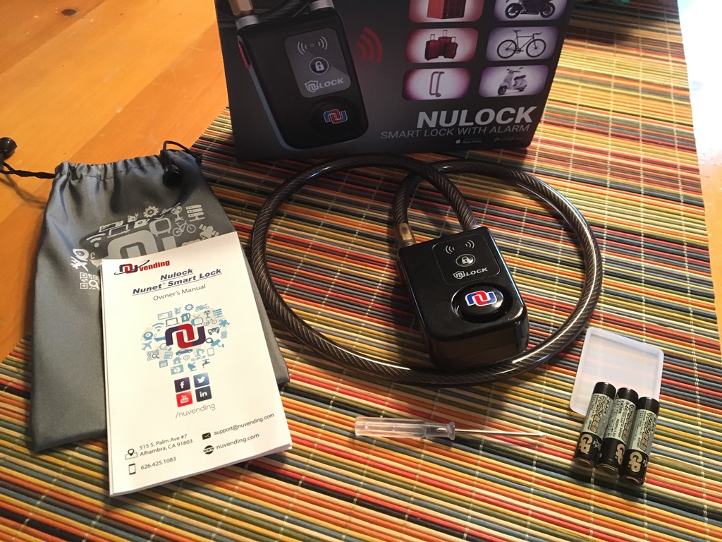 NuLock Bluetooth Bike Lock and accessories