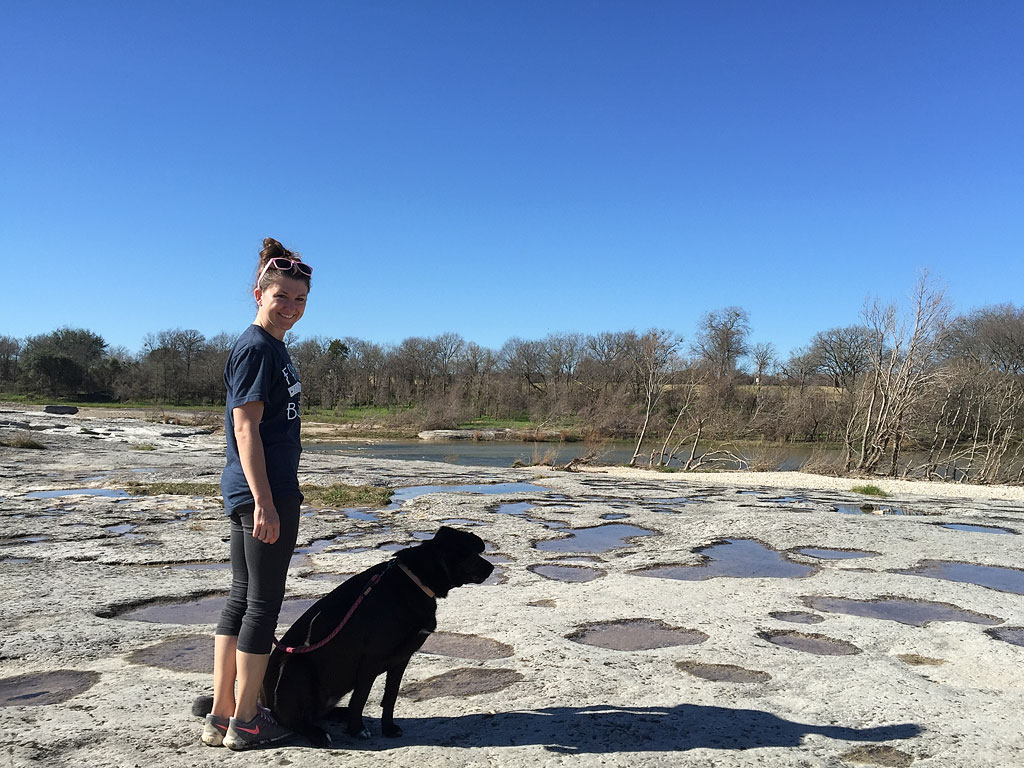 Brittany and Ella out for a hike in McKinney Falls State Park