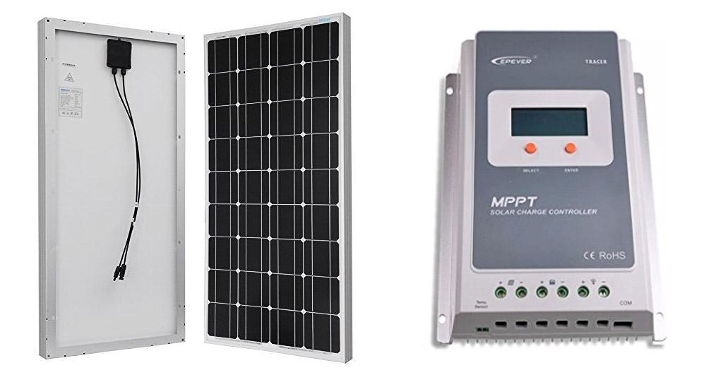 Example portable solar panel and MPPt charge controller 