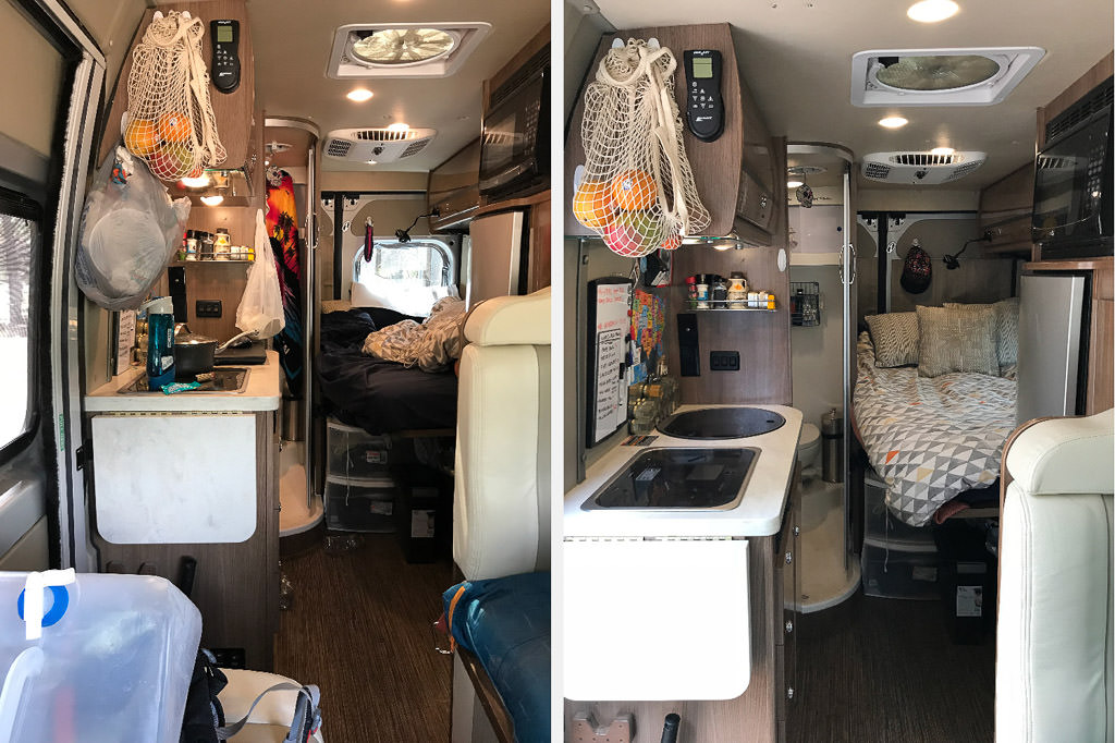 Before and after of van cleaning