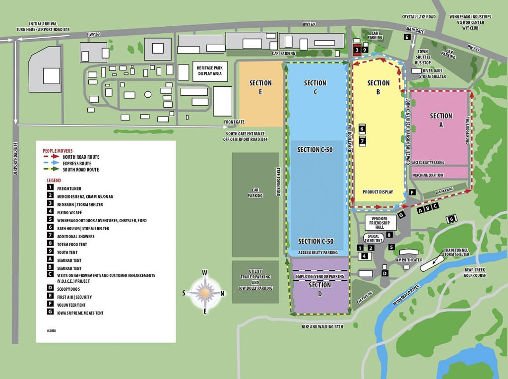 Map of the Winnebago Rally Grounds