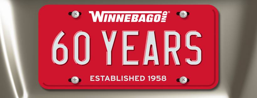 Red Winnebago 60 Years license plate