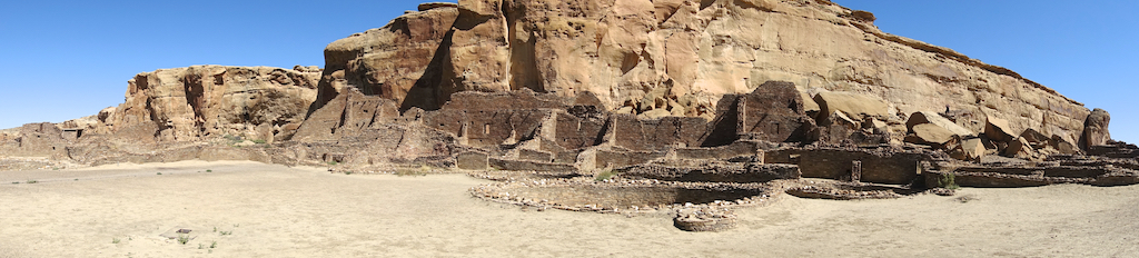 Wider view of ruins at Pueblo Bonito at Chaco