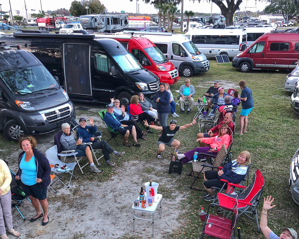 Winnebago owners gathered at a meet up.